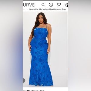 Fashion Nova Made for me Velvet Maxi Dress Blue 1X